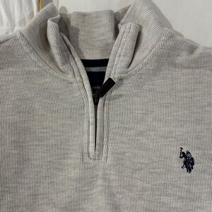U.S. Polo Assn. Light Gray Zip-Up Sweater